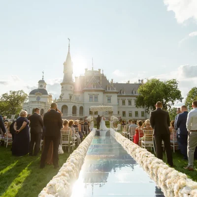 Botaniq Kastély esküvő - Ceremónia a kastélykertben
